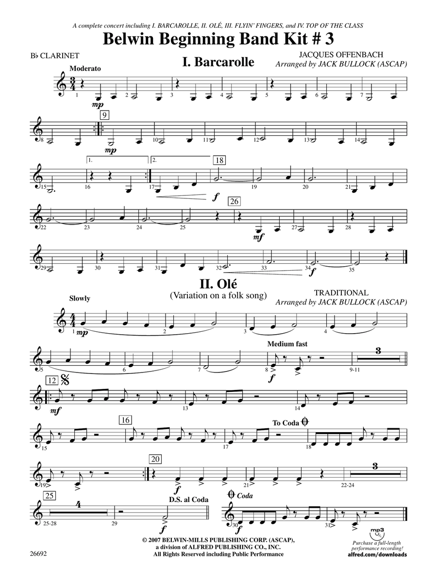 Belwin Beginning Band Kit #3: 1st B-flat Clarinet