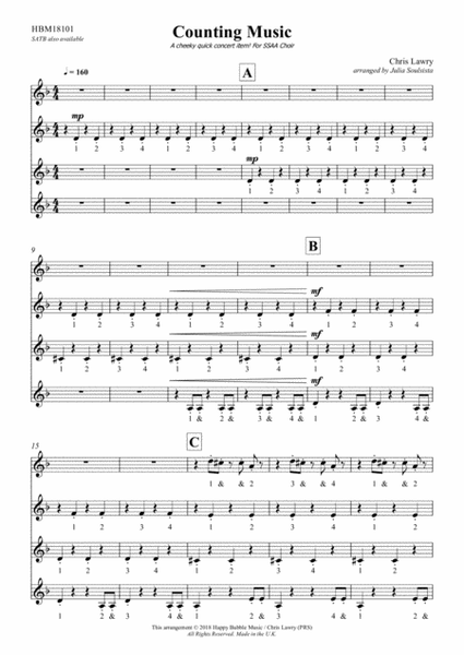 Counting Music (for SSAA Ladies / Treble Choir - A Cappella)