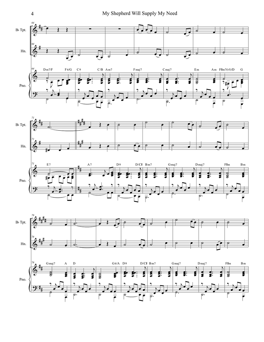 My Shepherd Will Supply My Need (Duet for Bb-Trumpet and French Horn) Brass Duet scores gallery preview page 5