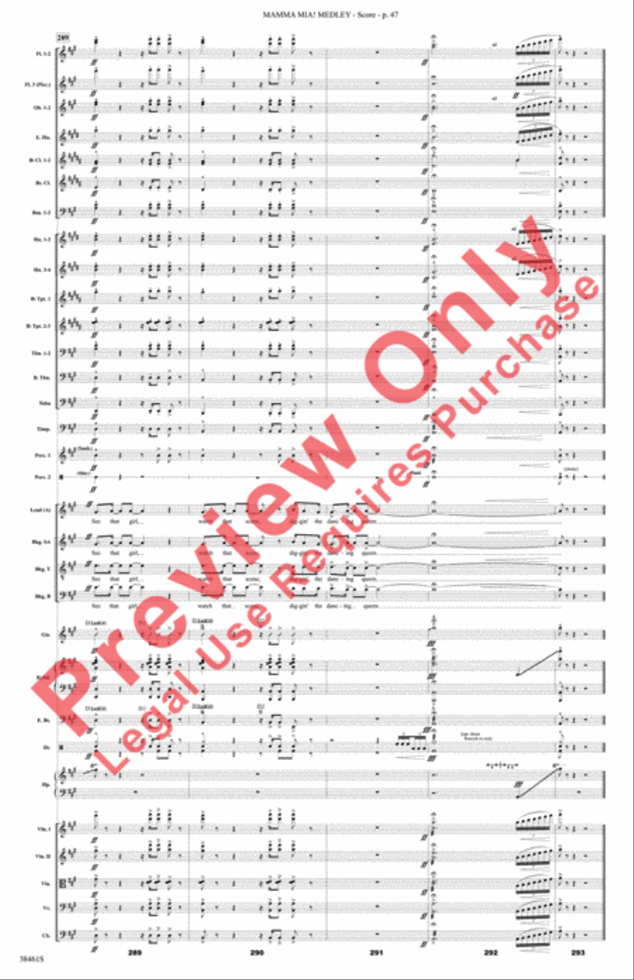 Mamma Mia! Medley Mamma Mia! Medley Full Orchestra scores gallery preview page 48