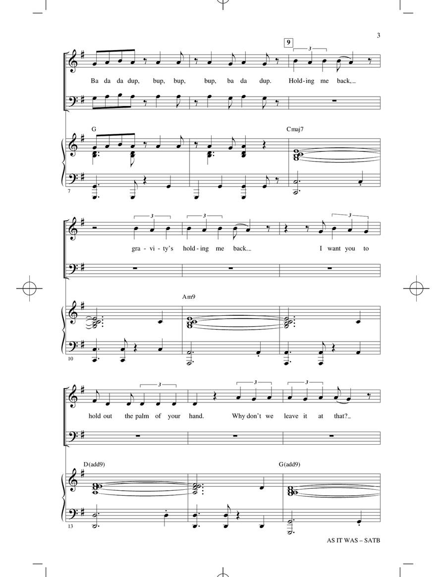 As It Was (arr. Mark Brymer) 4-Part scores gallery preview page 2
