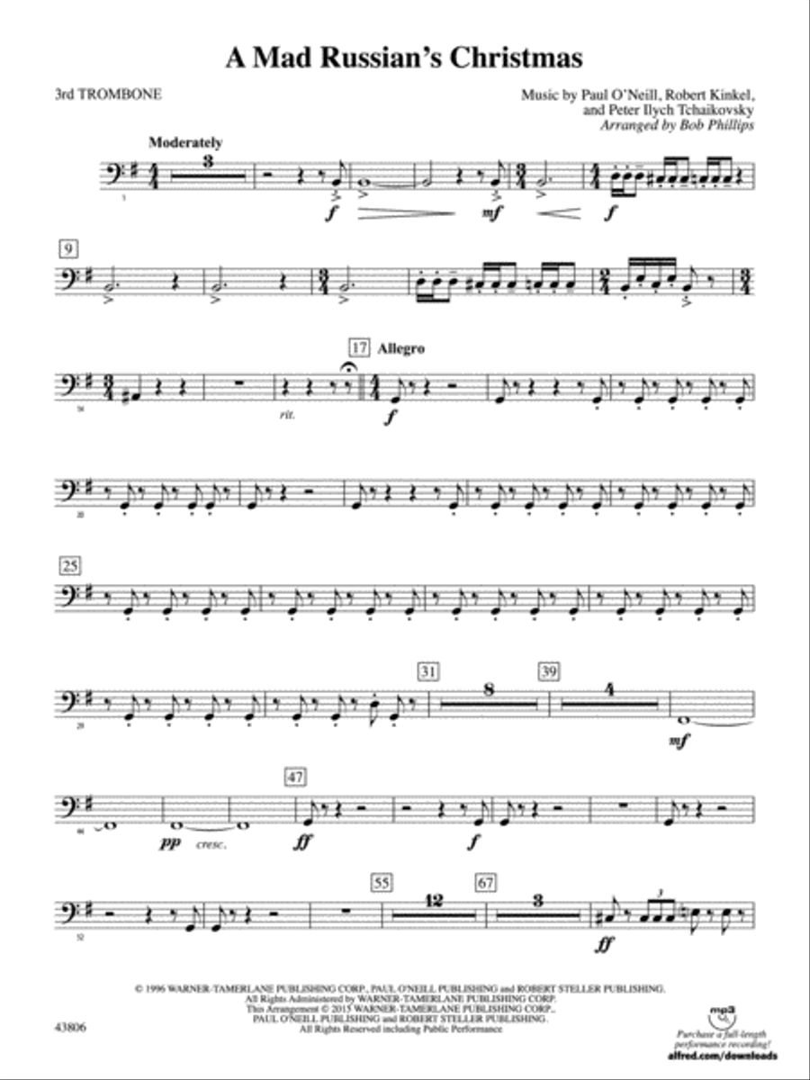 A Mad Russian's Christmas: 3rd Trombone Full Orchestra scores gallery preview page 1