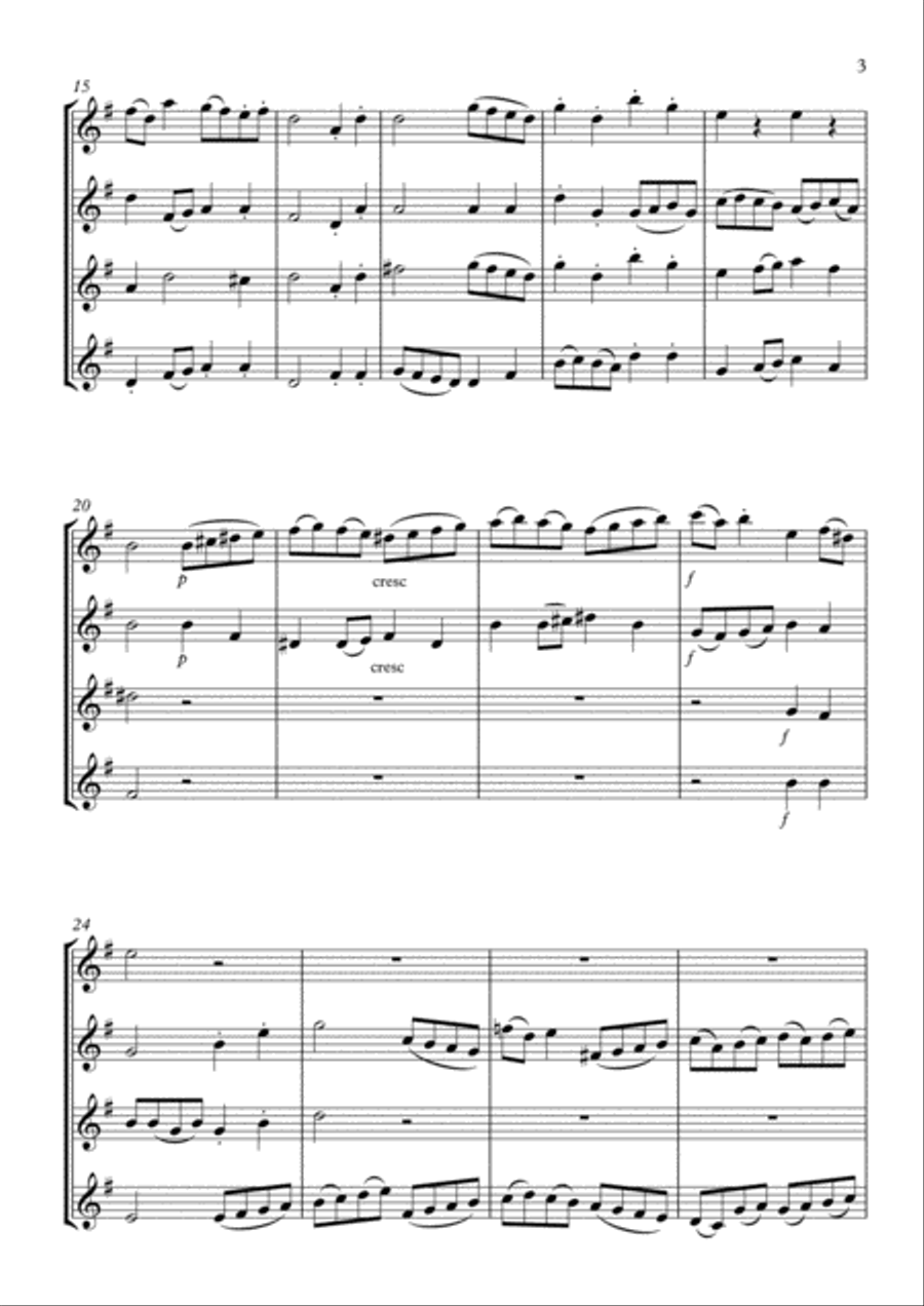 GAVOTTE from French Suite No.5 for 4 flutes - BACH Flute Quartet scores gallery preview page 3