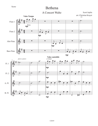 Book cover for Bethena - A Concert Waltz for Flute Quartet