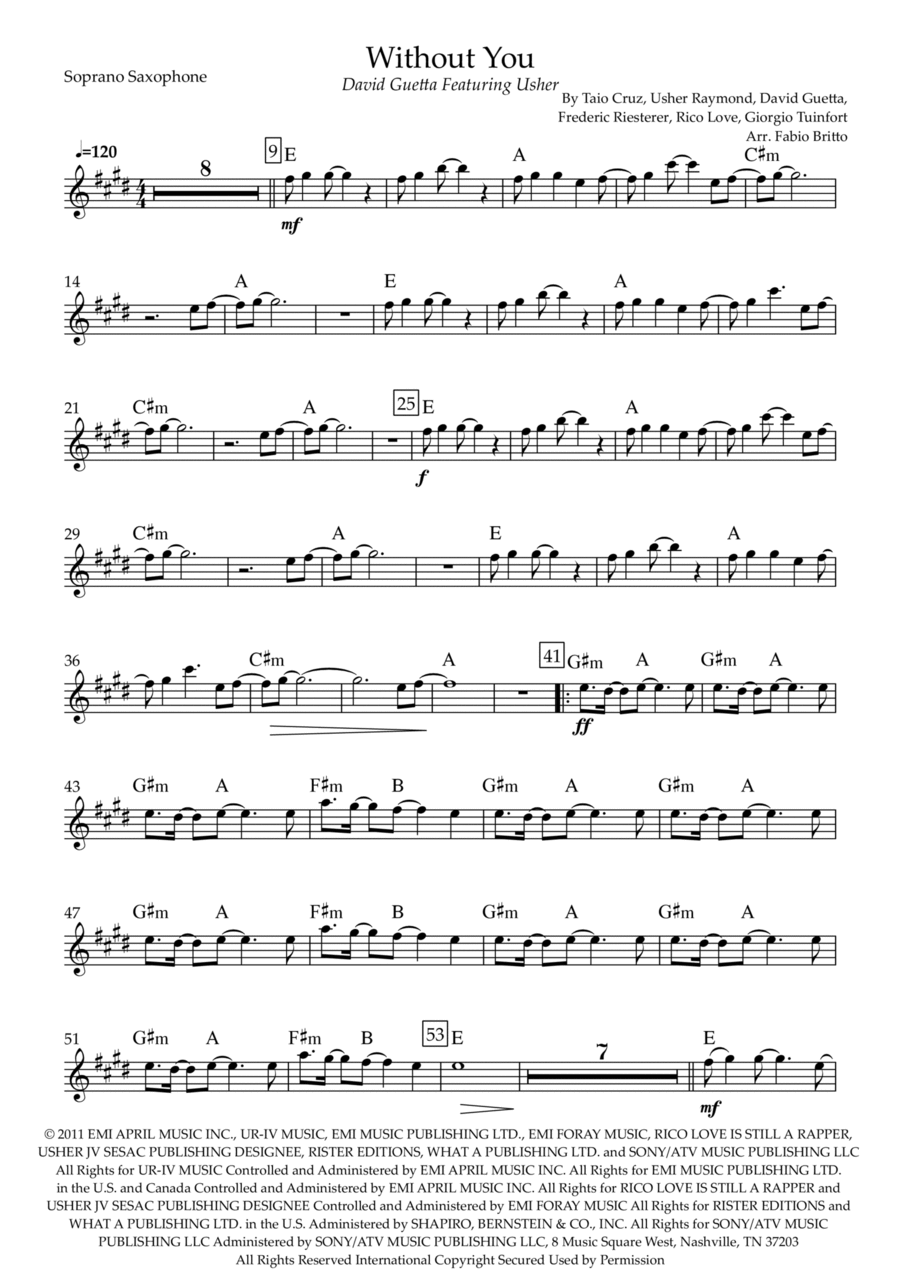 Without You Without You Soprano Saxophone scores gallery preview page 1