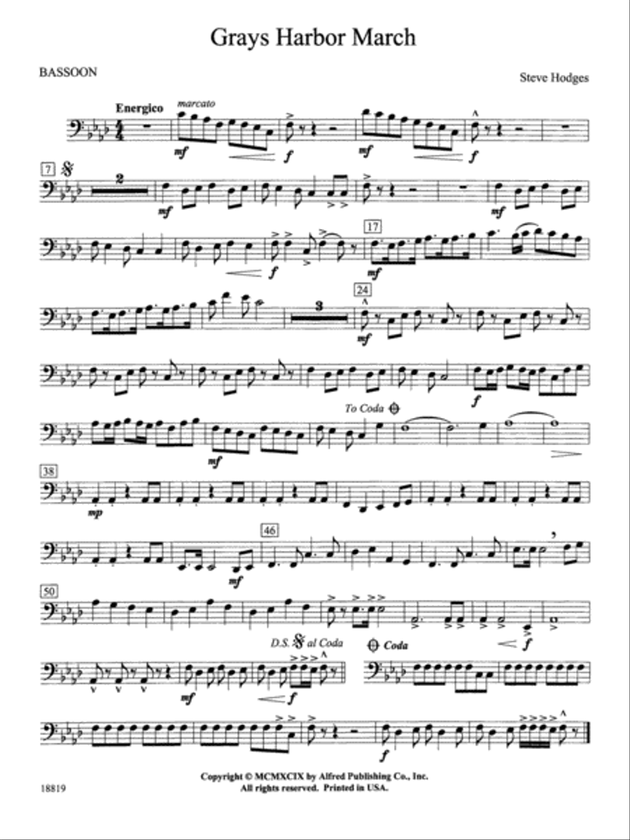 Grays Harbor March: Bassoon Concert Band scores gallery preview page 1