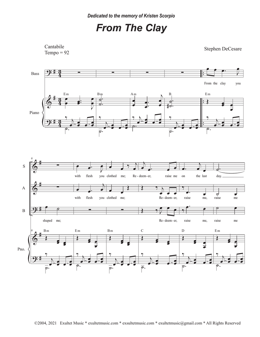 From The Clay (Vocal Trio - (SAB) From The Clay (Vocal Trio - (SAB) 3-Part scores gallery preview page 2