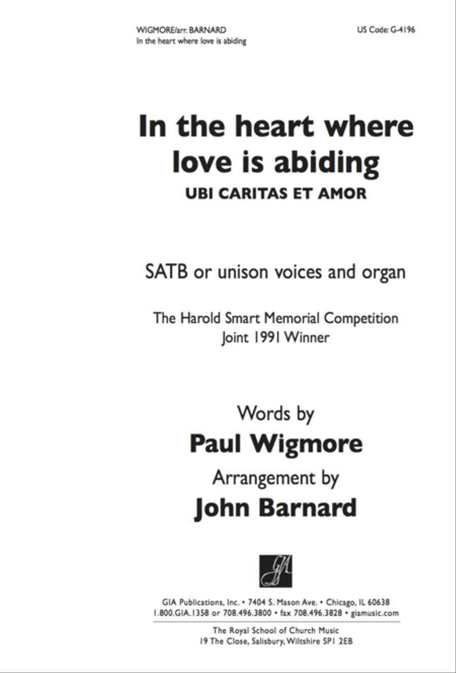 In the Heart Where Love Is Abiding 4-Part scores gallery preview page 1