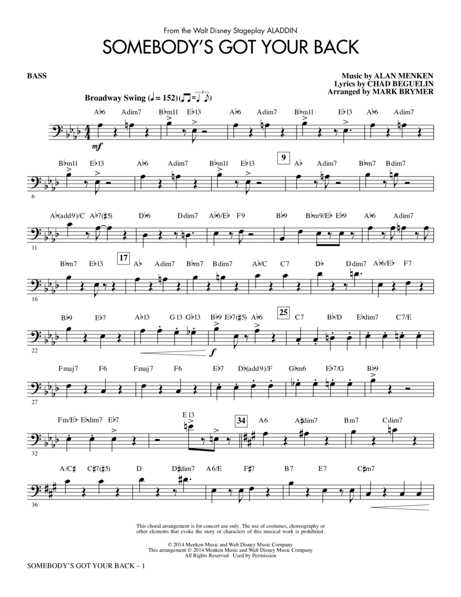 Somebody's Got Your Back - Bass Choir scores gallery preview page 1