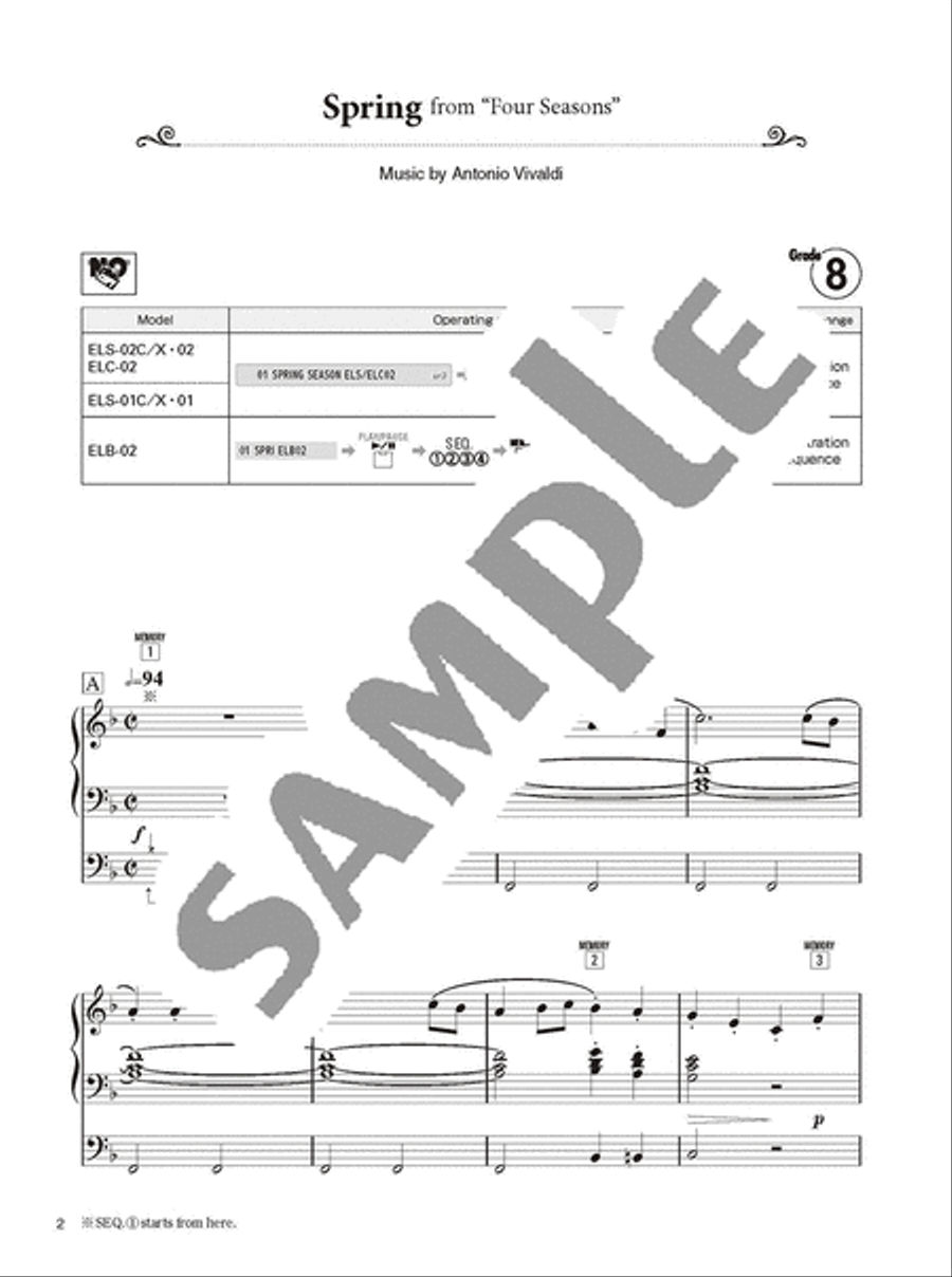 Electone STAGEA GRADE 9 & 8 Vol.2 Classical Music(+USB)/English Version Electone scores gallery preview page 3