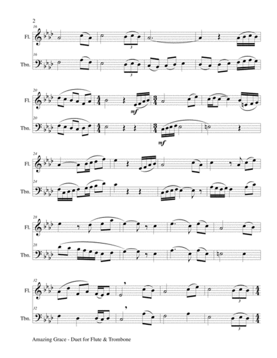 Amazing Grace (Duet - Flute & Trombone - Score & Parts included) image number null