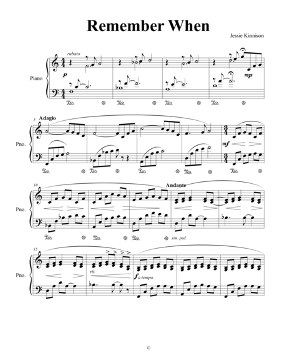 Remember When Remember When Piano Solo scores gallery preview page 1