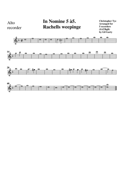 In Nomine no.5 a5 (arrangement for 5 recorders)