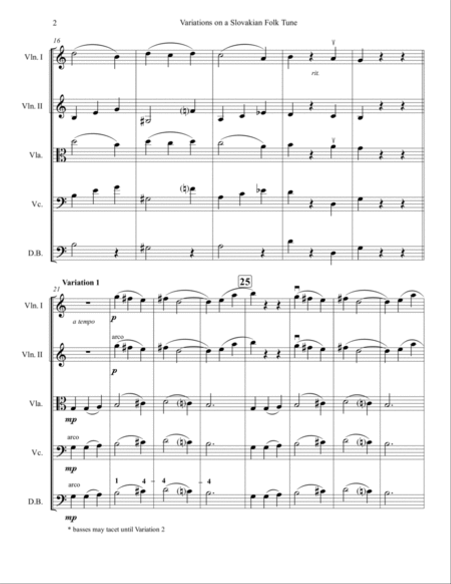 Variations on a Slovakian Folk Tune String Orchestra scores gallery preview page 3