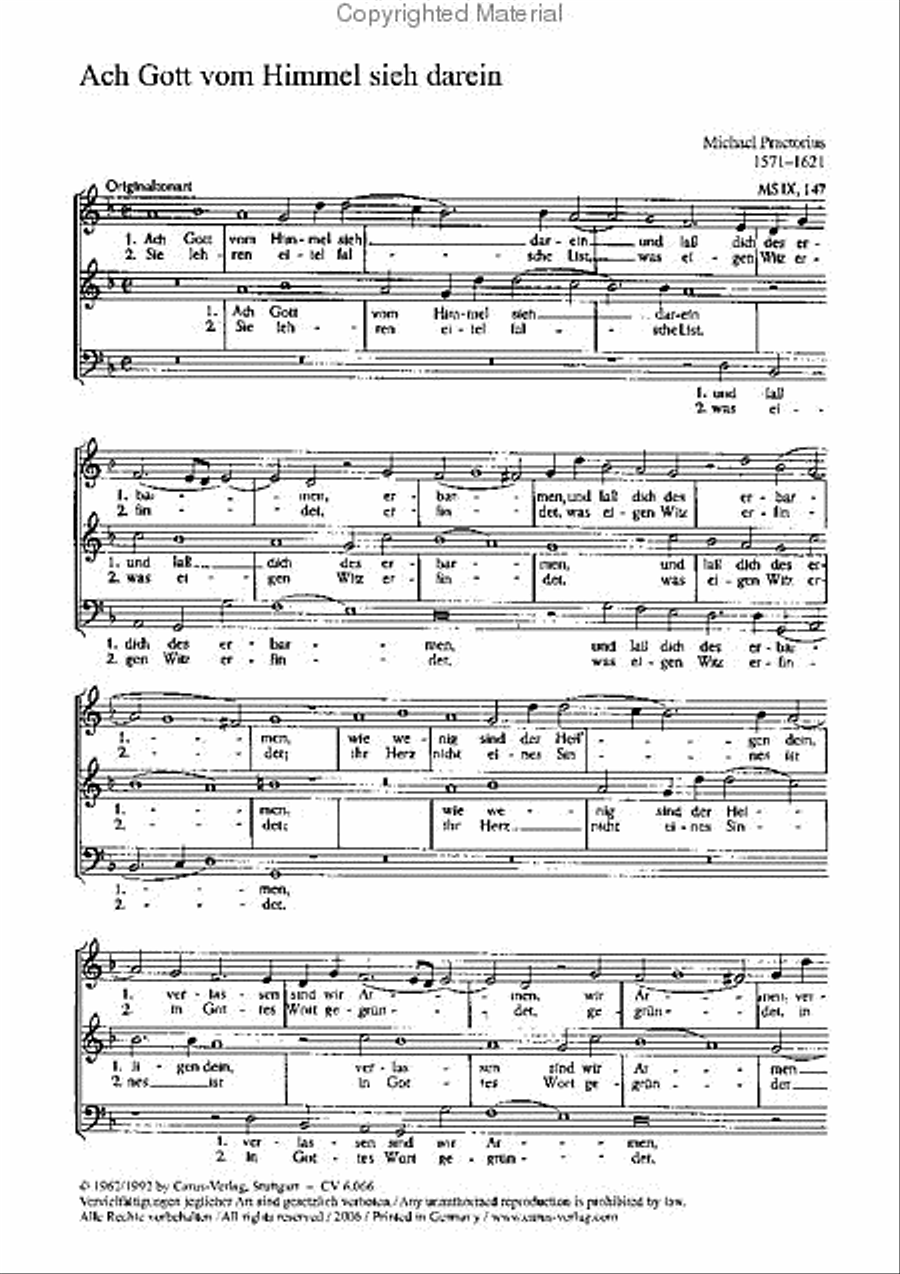 O God, from heaven look on us (Ach Gott, vom Himmel sieh darein) Choir scores gallery preview page 2