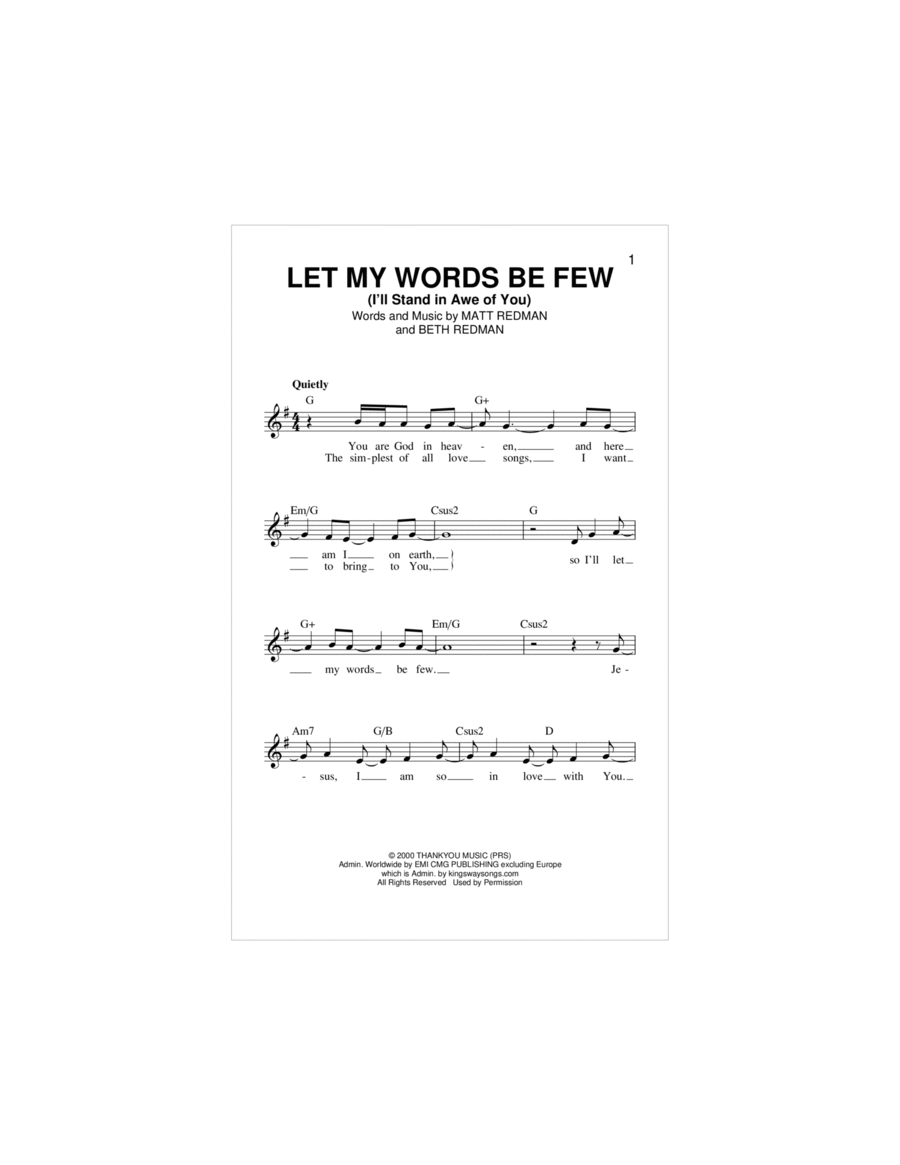 Let My Words Be Few (You Are God In Heaven)