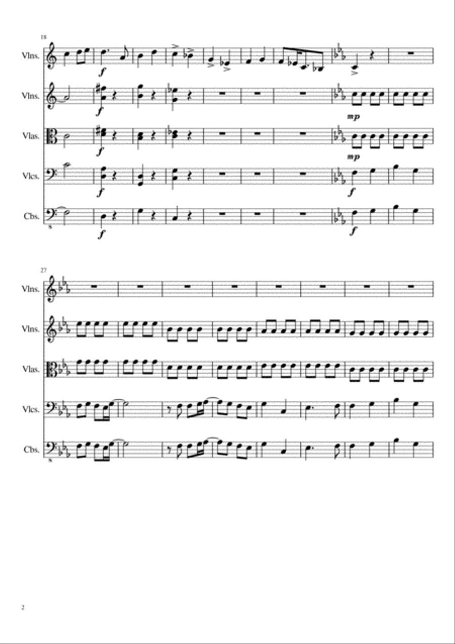 Classical-Pop Mash (Beethoven's 5th Symphony) String Orchestra scores gallery preview page 2