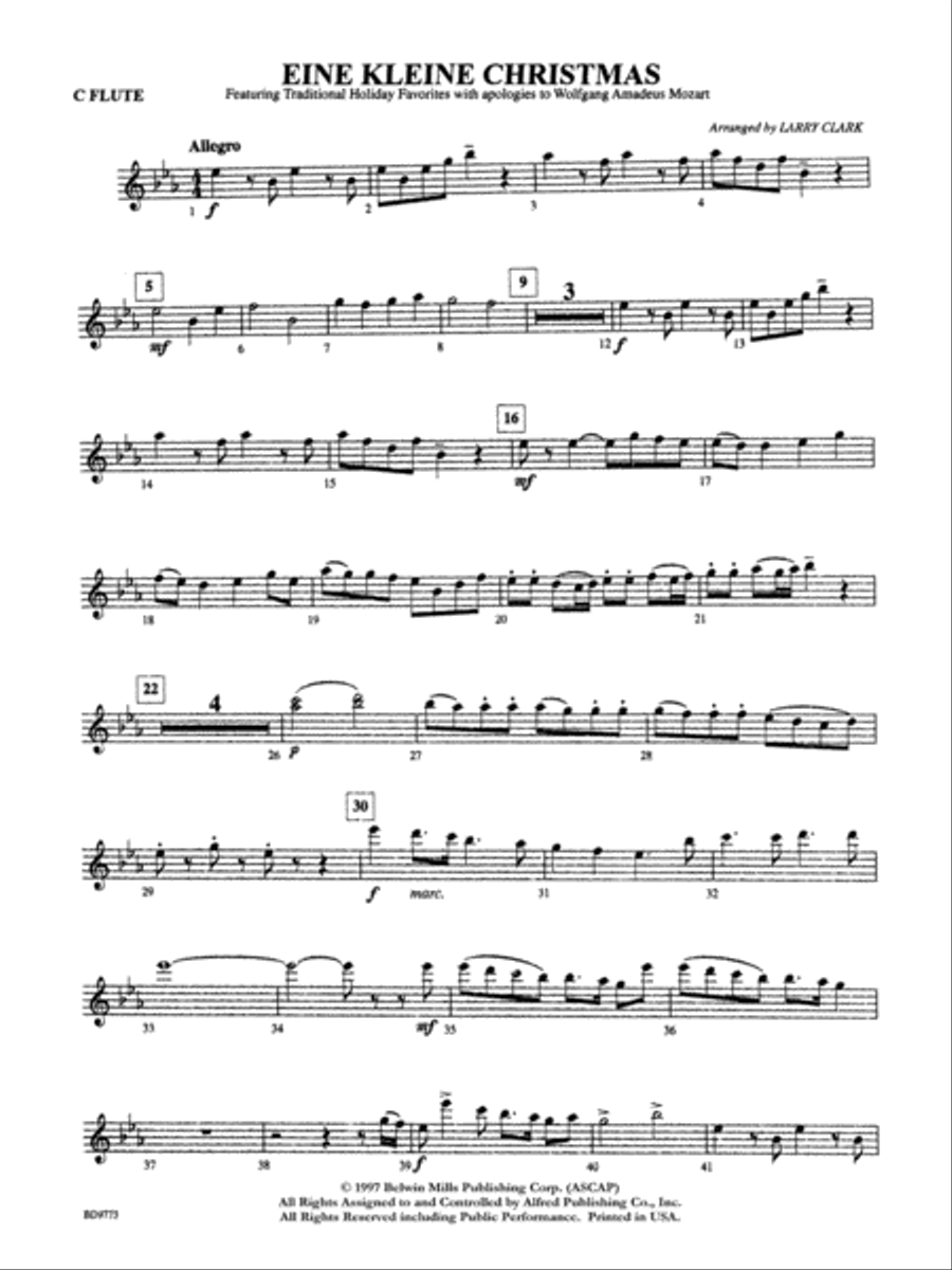 Eine Kleine Christmas (featuring Traditional Holiday Favorites (with apologies to Wolfgang Amadeus Mozart)): Flute Concert Band scores gallery preview page 1