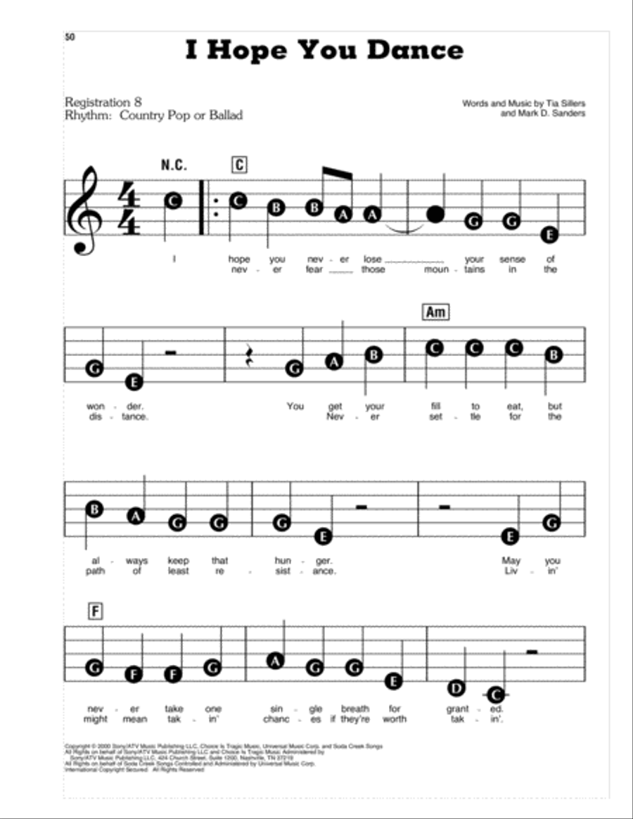I Hope You Dance Piano, Vocal scores gallery preview page 1