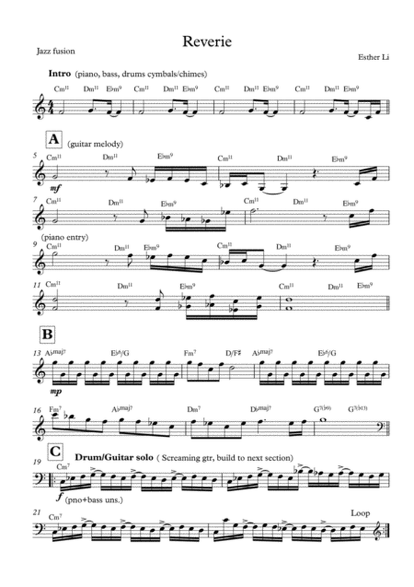 Reverie - Jazz Fusion Lead Sheet image number null