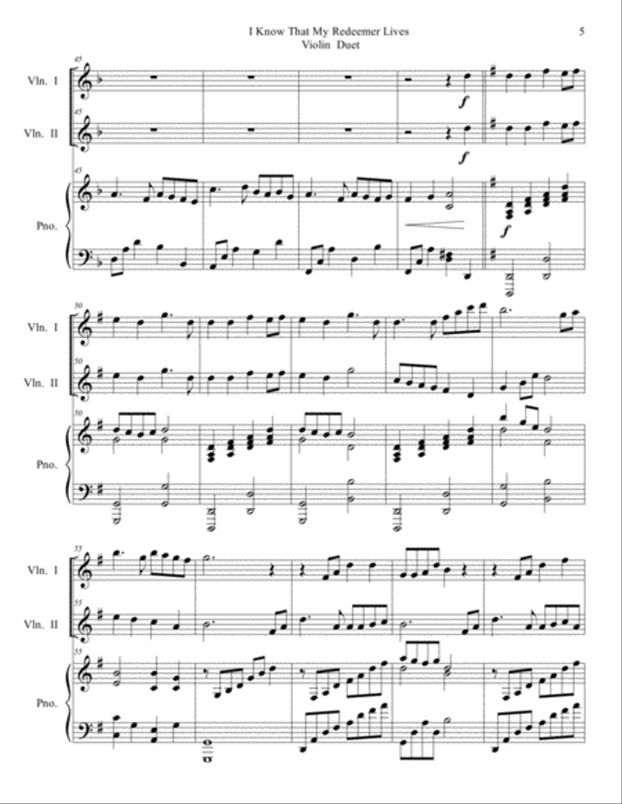 I Know That My Redeemer Lives violin duet String Duet scores gallery preview page 5