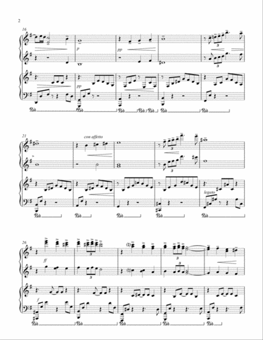 Elegie by Rachmaninoff, arranged for 4 hands and transposed by T.Heeb Piano scores gallery preview page 2