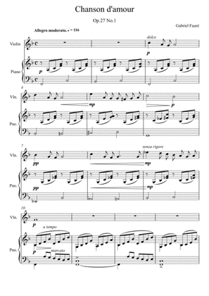 Gabriel Fauré - Chanson d'amour (Violin Solo)