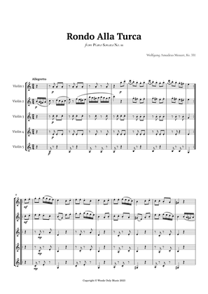 Rondo Alla Turca by Mozart for Violin Quintet
