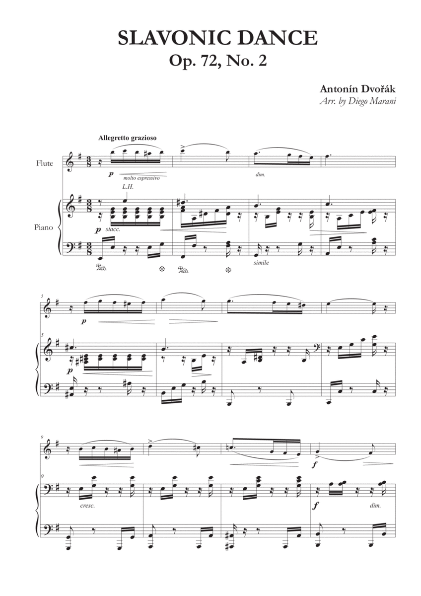 Slavonic Dance Op. 72 No. 2 for Flute and Piano image number null