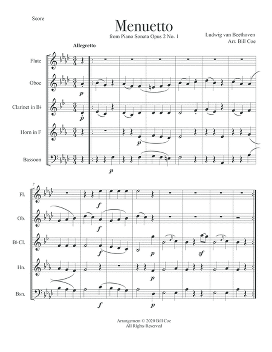 Beethoven Six Pieces for Woodwind Quintet scores and parts