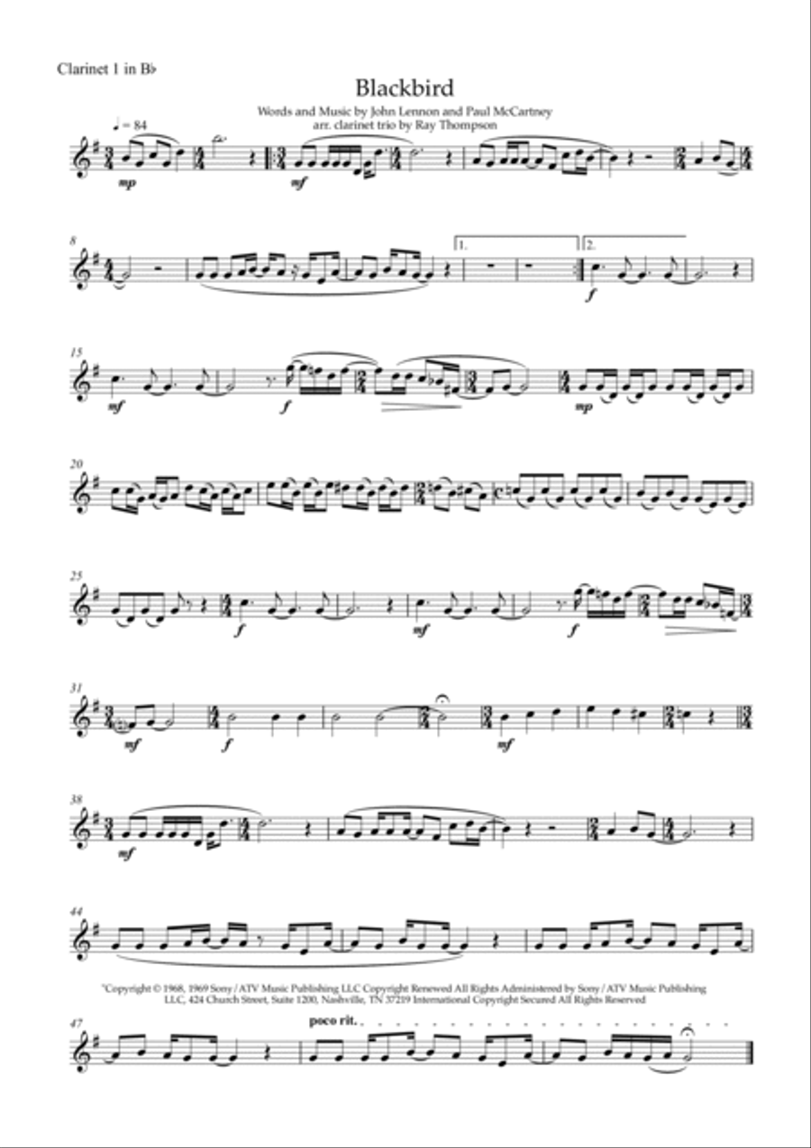Blackbird Clarinet Trio scores gallery preview page 4
