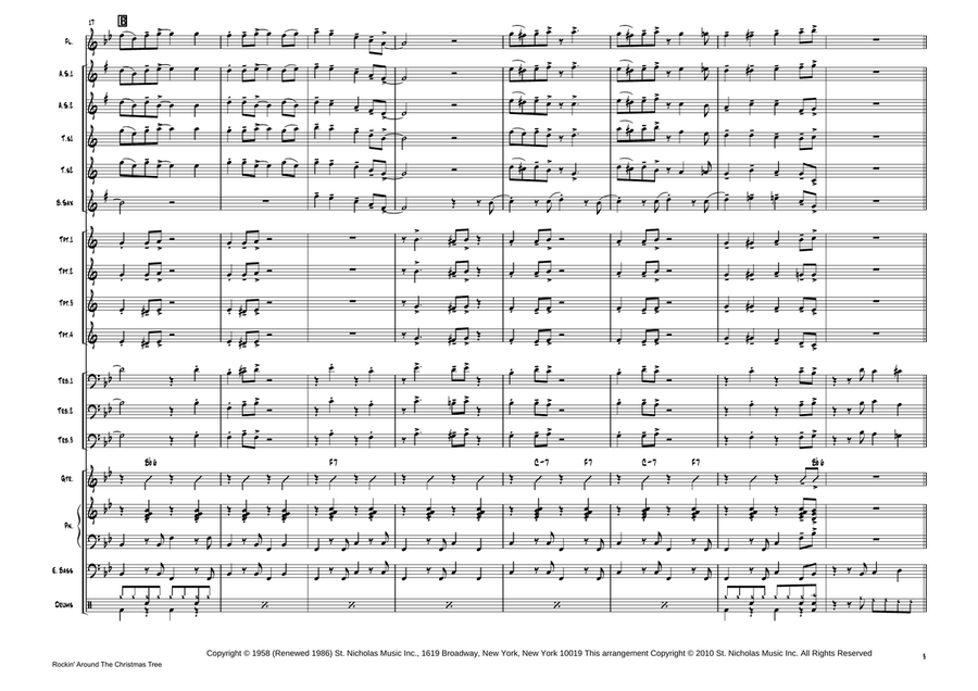Rockin' Around The Christmas Tree - Score Only Jazz Ensemble scores gallery preview page 4