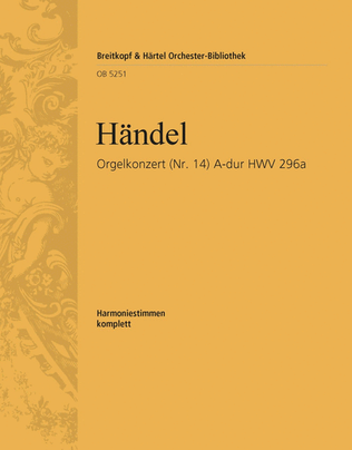 Book cover for Organ Concerto (No. 14) in A major HWV 296A