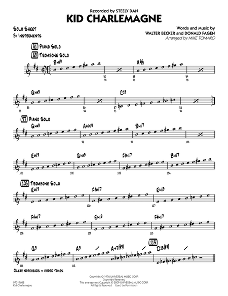 Kid Charlemagne - Bb Solo Sheet