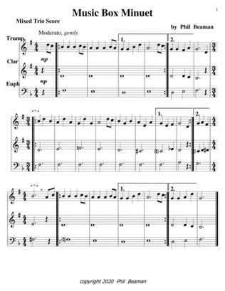 Book cover for Music Box Minuet-Trumpet-Clarinet-Euphonium trio