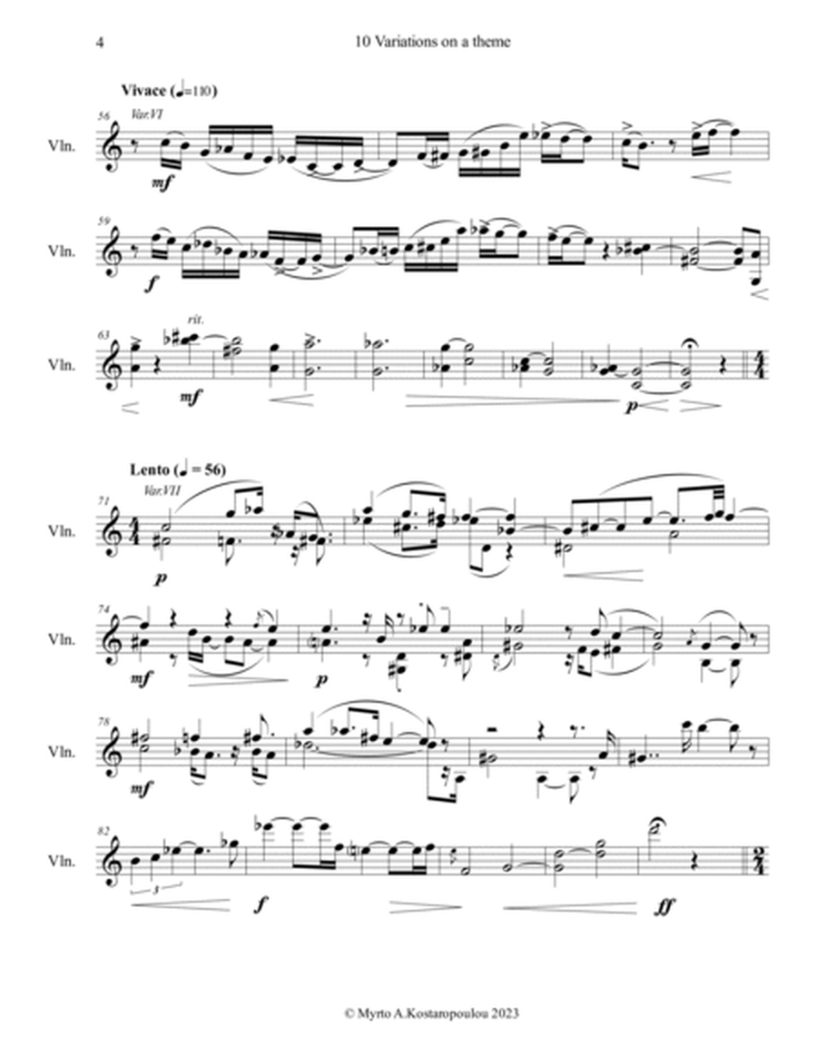 Ten Variations on a theme for solo violin image number null