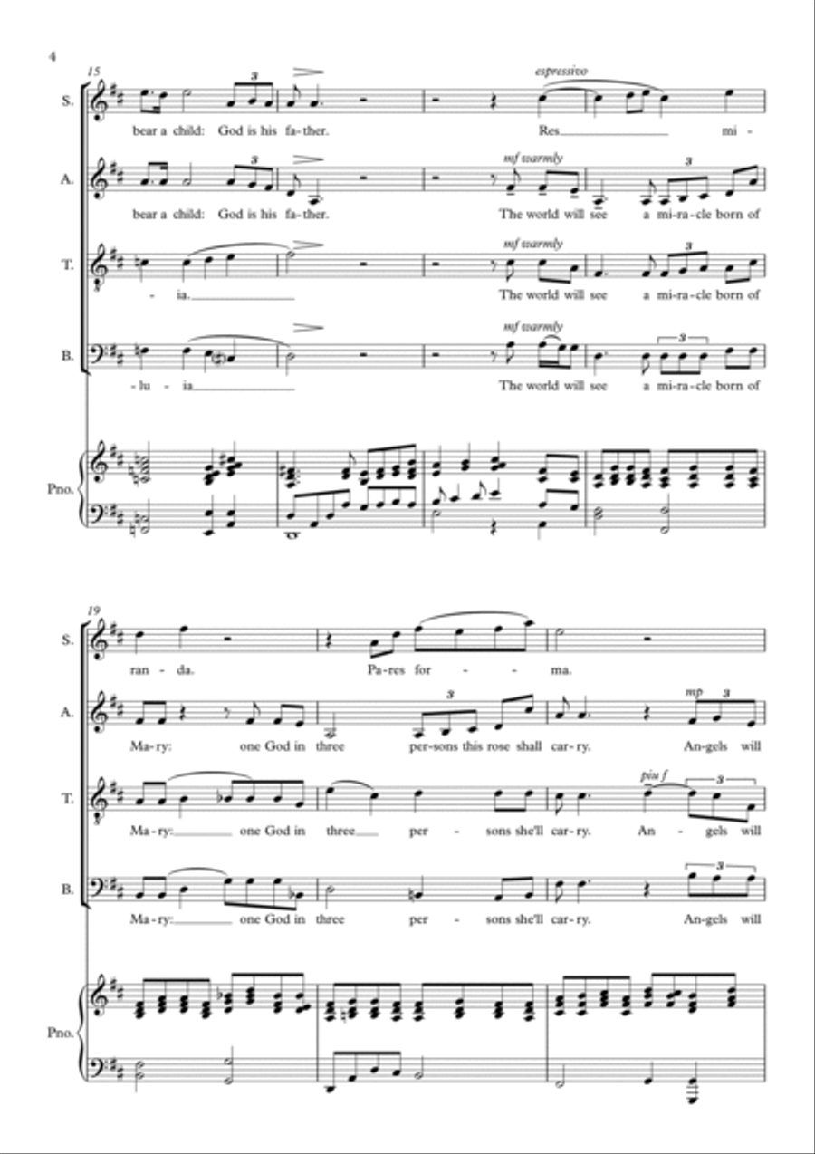 There Is No Rose (Song To Joseph), SATB/ Piano 4-Part scores gallery preview page 3