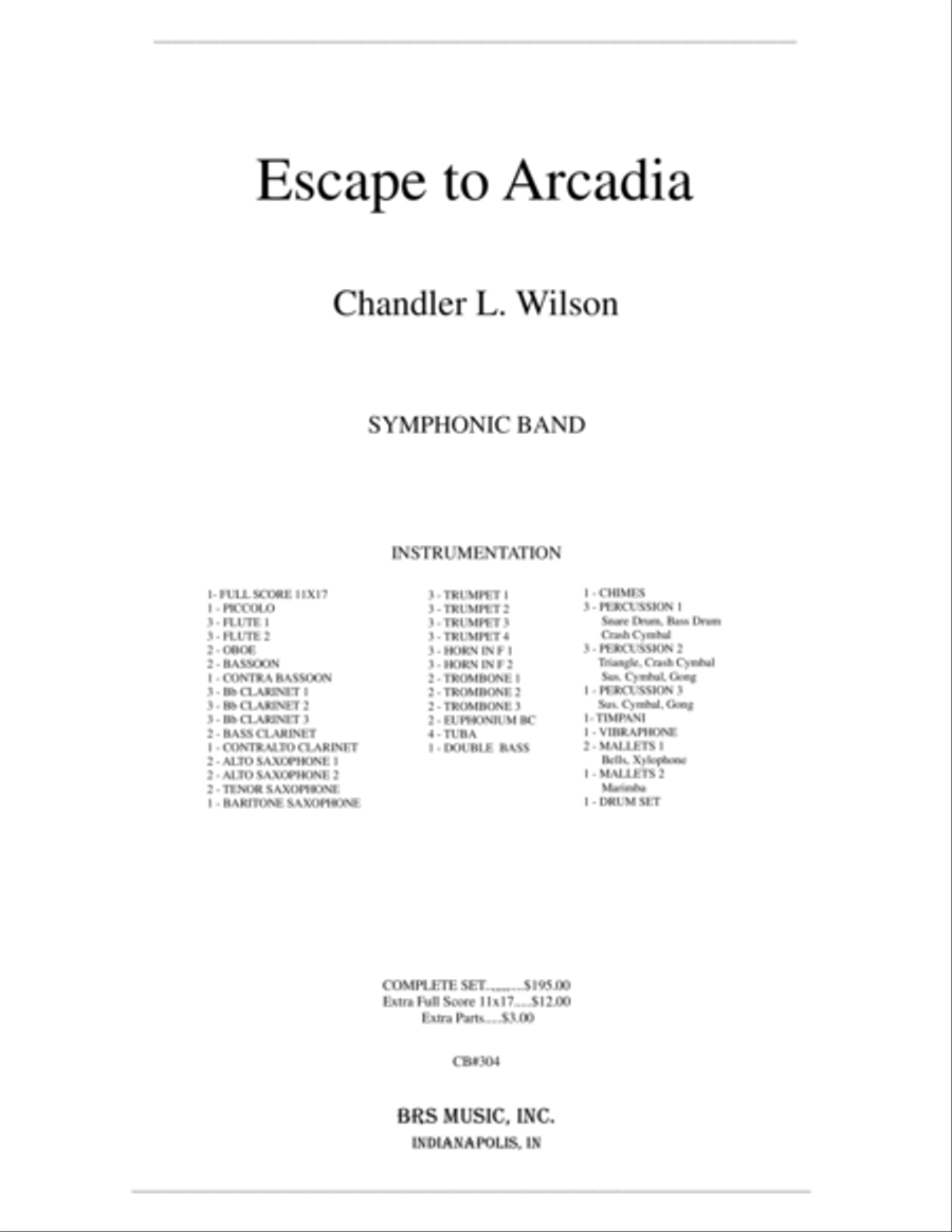 Escape to Arcadia Concert Band scores gallery preview page 1