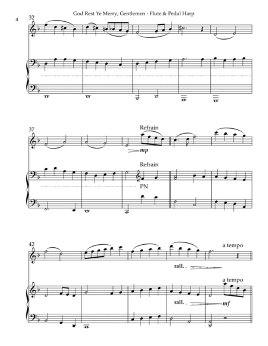 God Rest Ye Merry, Gentlemen, Duet for Flute & Pedal Harp Flute scores gallery preview page 4