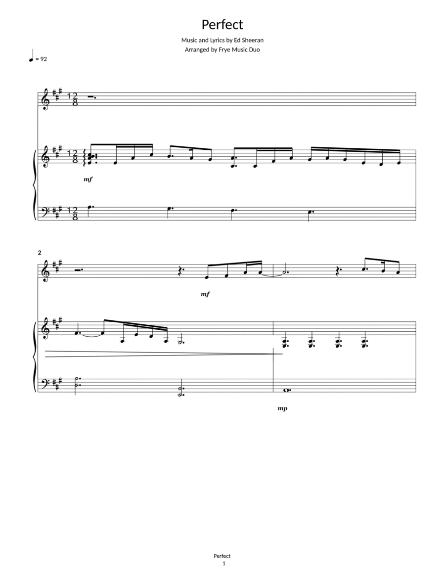 Perfect Violin Solo scores gallery preview page 1