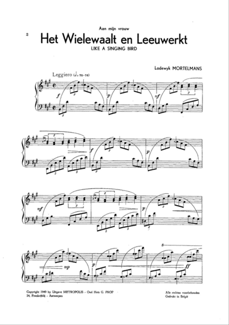 Het wielewaalt en leeuwerkt (Like a Singing Bird) for Piano Solo Piano Solo scores gallery preview page 2