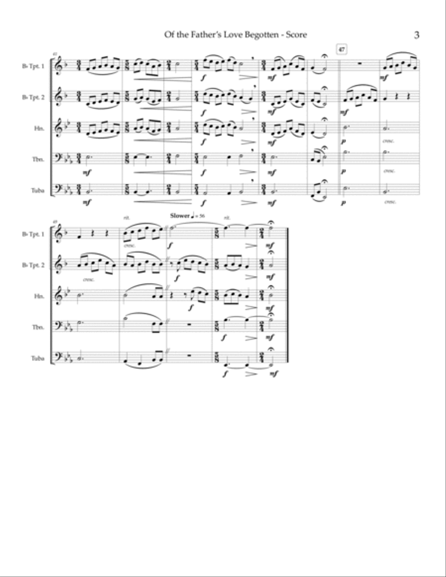 Of the Father's Love Begotten - brass quintet Brass Quintet scores gallery preview page 4