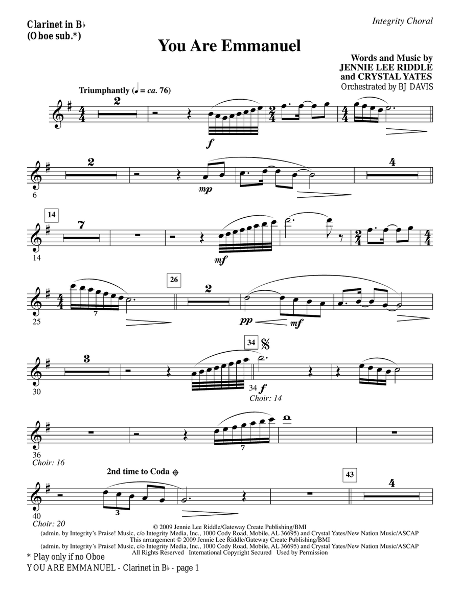 You Are Emmanuel - Tenor Sax (Trombone 2 sub.)