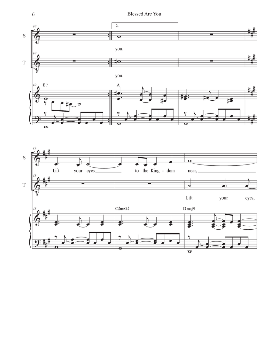 Blessed Are You (Duet for Soprano and Tenor solo) Tenor Voice scores gallery preview page 6