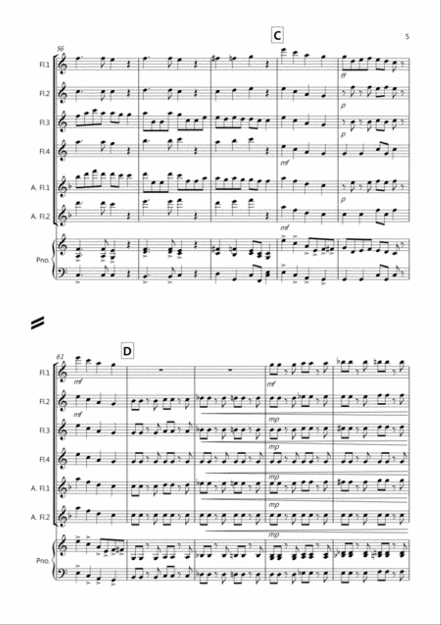 The Can Can for Flute Quartet Flute Quartet scores gallery preview page 5