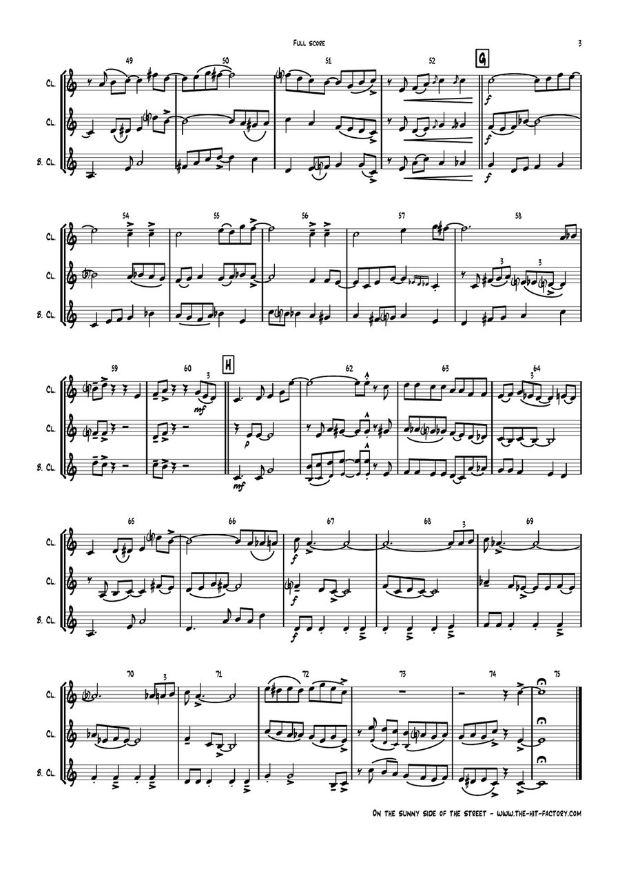 On The Sunny Side Of The Street Clarinet Trio scores gallery preview page 3