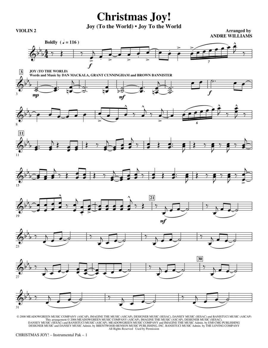 Christmas Joy! - Violin 2 Choir scores gallery preview page 1