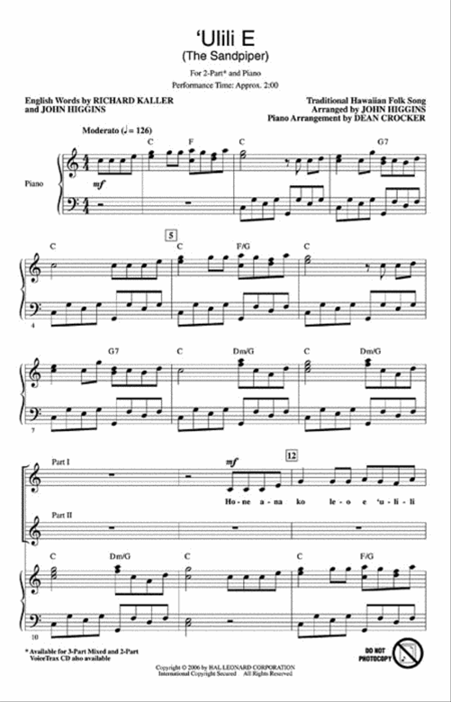 'Ulili E (The Sandpiper) 'Ulili E (The Sandpiper) Choir scores gallery preview page 2