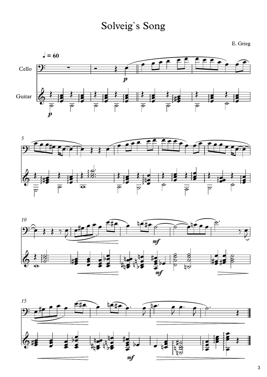 10 Easy Classical Pieces For Cello & Guitar String Duet scores gallery preview page 4