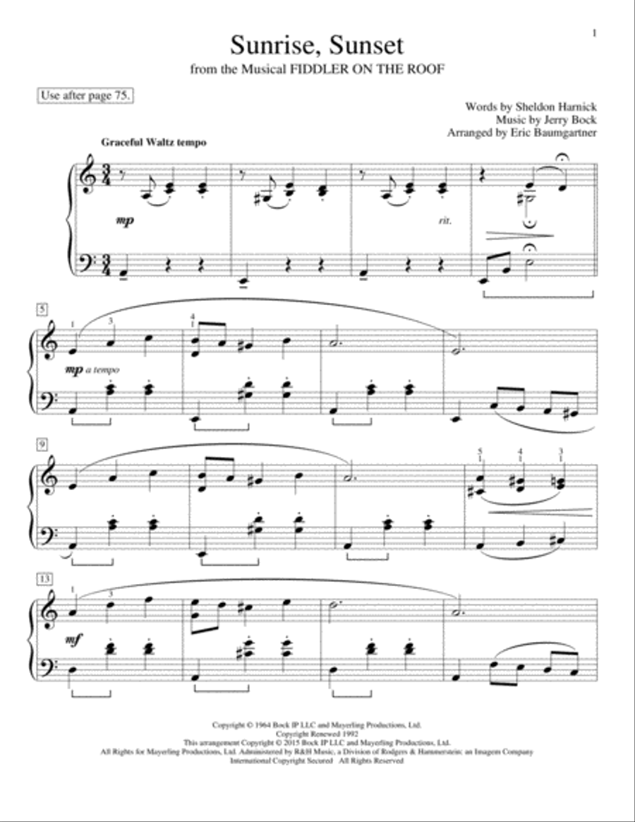 Sunrise, Sunset Piano Method scores gallery preview page 1